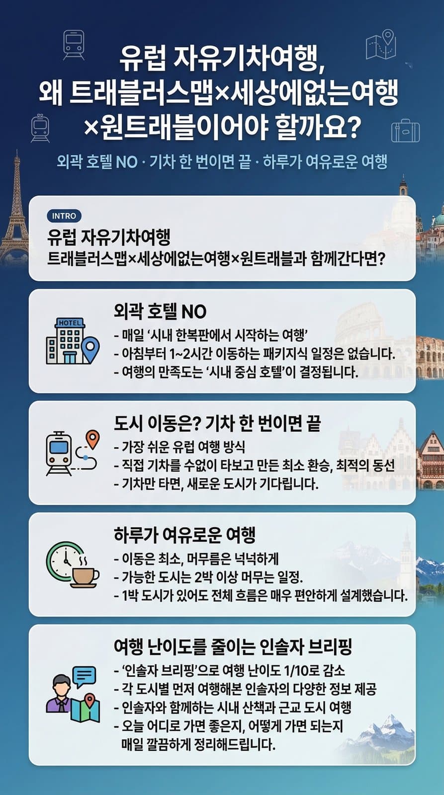 유럽 자유기차여행, 왜 트래블러스맵×세상에없는여행×원트래블이어야 할까요?